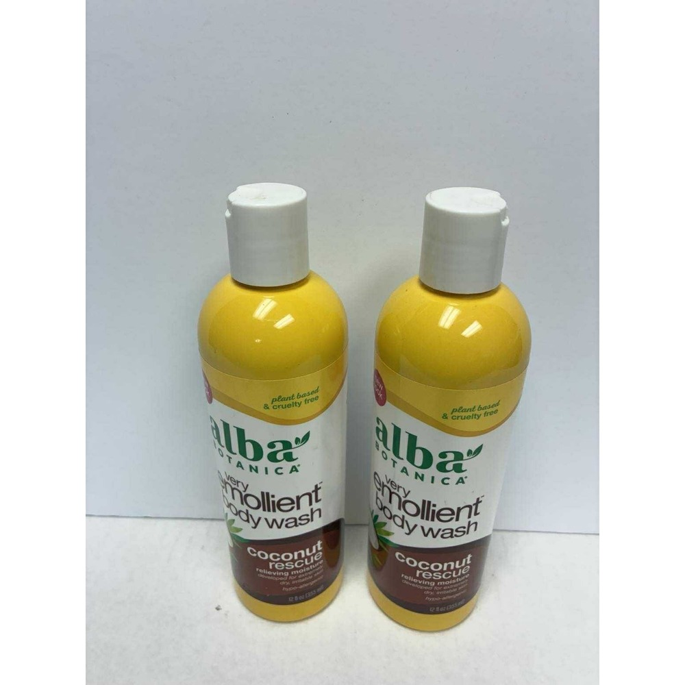 2X Alba Botanica Very Emollient Body Wash Coconut Rescue 12oz Vegan Moisturizing